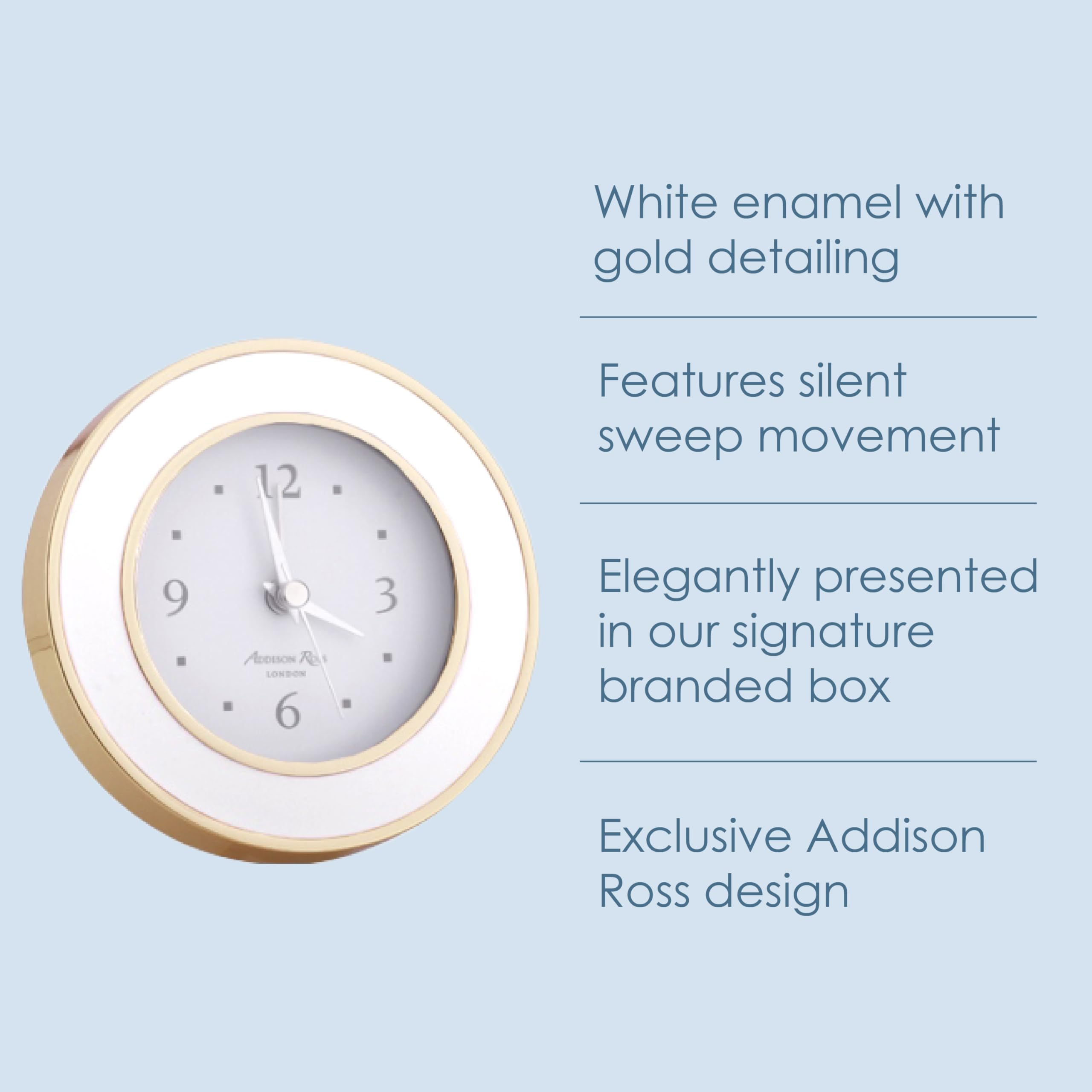 Amazon.com: Addison Ross White and Gold Plated Silent Alarm Clock